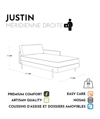 Méridienne droite JUSTIN Vintage vieilli JUSQU'A -70%! 