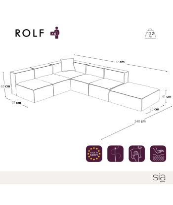 Canapé modulable XL ROLF Tissu effet cuir vintage 50-70% off 