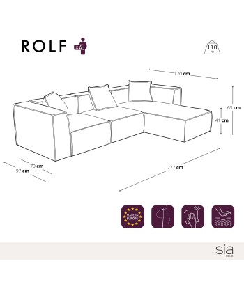 Canapé grand angle droit ROLF Tissu effet cuir vintage une grave pollution 