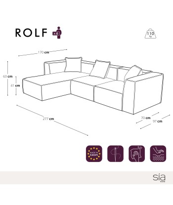 Canapé grand angle gauche ROLF Tissu effet cuir vintage pas cher 