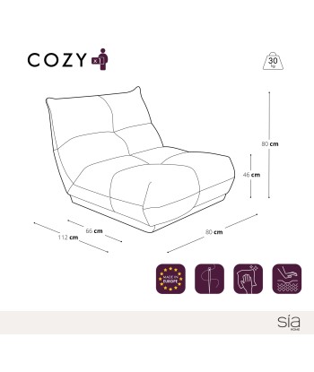 Fauteuil 80cm COZY Velours côtelé Livraison rapide