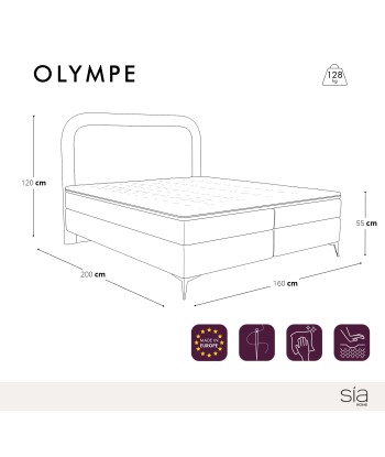 Ensemble de lit OLYMPE Velours texturé 160x200cm (tête de lit, sommier à coffres, matelas et surmatelas) outlet