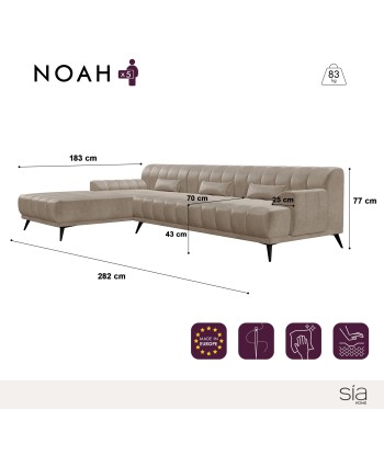 Canapé d'angle gauche NOAH Tissu velours outlet