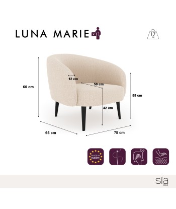 Fauteuil LUNA MARIE Tissu bouclette suggérées chez