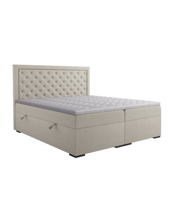 Ensemble de lit MELIA Tissu tramé toucher doux 160x200cm (tête de lit, sommier à coffres, matelas et surmatelas) Venez acheter