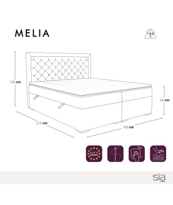 Ensemble de lit MELIA Tissu tramé toucher doux 160x200cm (tête de lit, sommier à coffres, matelas et surmatelas) Venez acheter