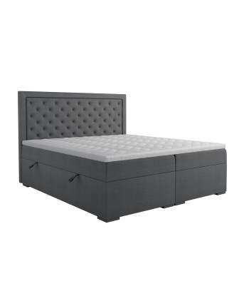 Ensemble de lit MELIA Tissu tramé toucher doux 160x200cm (tête de lit, sommier à coffres, matelas et surmatelas) Venez acheter