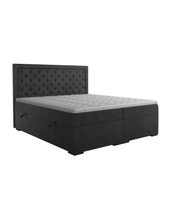 Ensemble de lit MELIA Velours 160x200cm (tête de lit, sommier à coffres, matelas et surmatelas) prix pour 