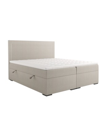 Ensemble de lit AGLAE Tissu tramé toucher doux 160x200cm (tête de lit, sommier à coffres, matelas et surmatelas) Venez acheter