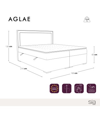 Ensemble de lit AGLAE Tissu tramé toucher doux 160x200cm (tête de lit, sommier à coffres, matelas et surmatelas) Venez acheter