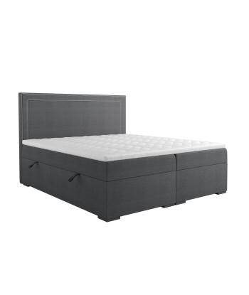 Ensemble de lit AGLAE Tissu tramé toucher doux 160x200cm (tête de lit, sommier à coffres, matelas et surmatelas) Venez acheter