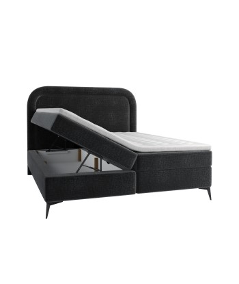 Ensemble de lit OLYMPE Velours texturé 160x200cm (tête de lit, sommier à coffres, matelas et surmatelas) outlet