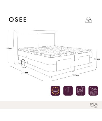 Ensemble de lit OSEE Velours 160x200 (tête de lit, surmatelas, sommier à relaxation électrique et matelas à ressorts ensachés) les ligaments