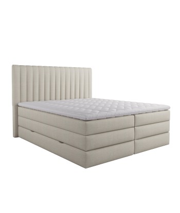 Ensemble de lit CASSIOPE Tissu tramé toucher doux 180x200cm (tête de lit, sommier à coffres, surmatelas et matelas à ressorts ensachés) Jusqu'à 80% De Réduction