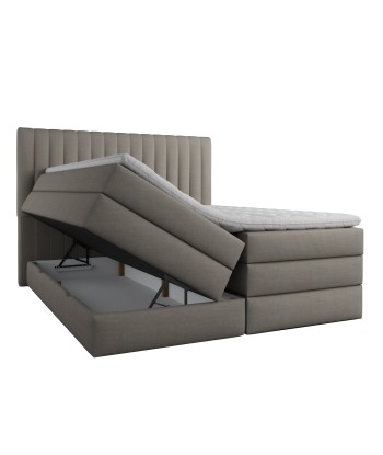 Ensemble de lit CASSIOPE Tissu tramé toucher doux 180x200cm (tête de lit, sommier à coffres, surmatelas et matelas à ressorts ensachés) Jusqu'à 80% De Réduction