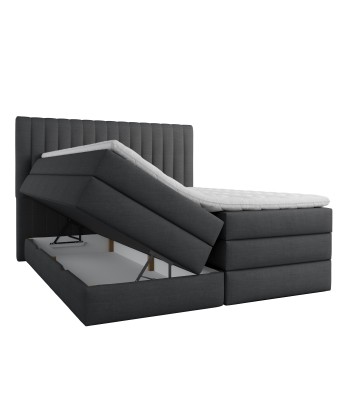 Ensemble de lit CASSIOPE Tissu tramé toucher doux 180x200cm (tête de lit, sommier à coffres, surmatelas et matelas à ressorts ensachés) Jusqu'à 80% De Réduction