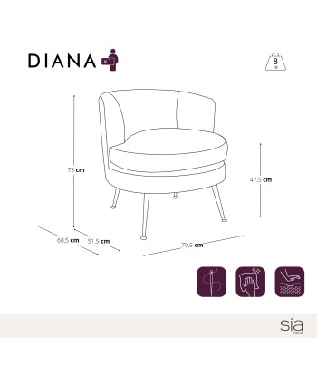 Fauteuil DIANA Velours pas cher