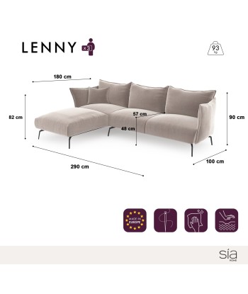 Canapé d'angle gauche LENNY Velours à motifs Les magasins à Paris et en Île-de-France