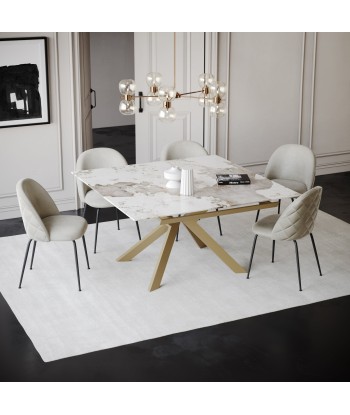 Table extensible Narcisse pied doré 150x90x76cm hantent personnes