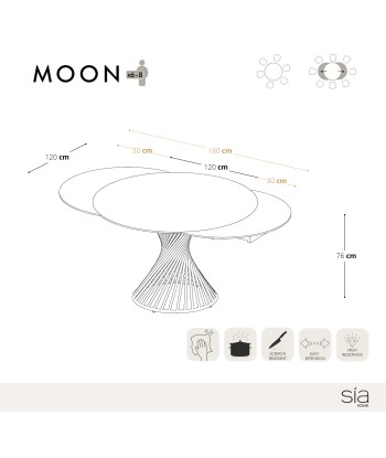 Table extensible MOON Céramique Pied noir 120cm est présent 