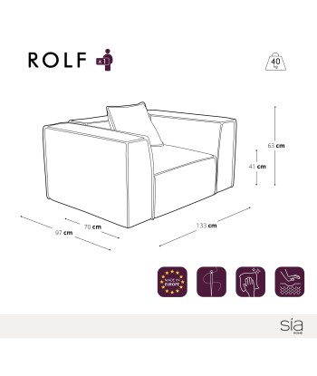 Fauteuil ROLF Tissu effet cuir vintage le des métaux précieux