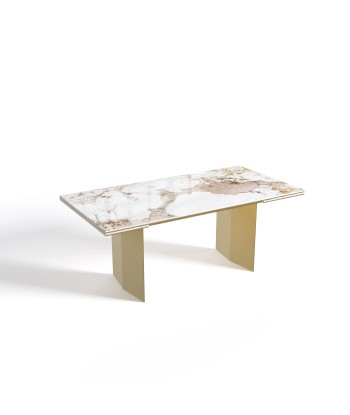 Table extensible XL Rose Céramique et verre trempé pieds dorés 200x90x76cm de l' environnement