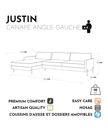 Canapé d'angle gauche JUSTIN Vintage vieilli destockage