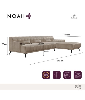 Canapé d'angle droit NOAH Tissu velours soldes