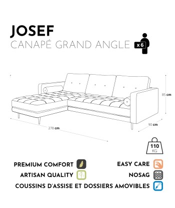 Canapé grand angle gauche JOSEF Tissu tramé en ligne