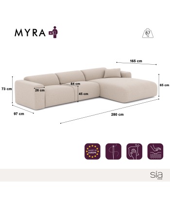 Canapé grand angle droit MYRA Velours à motifs Pour