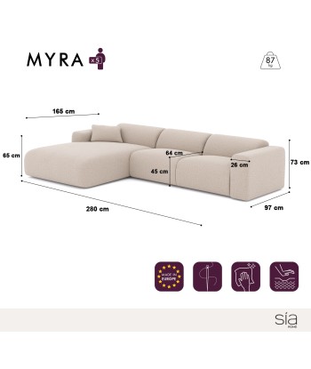 Canapé grand angle gauche MYRA Velours à motifs 50% de réduction en Octobre 2024