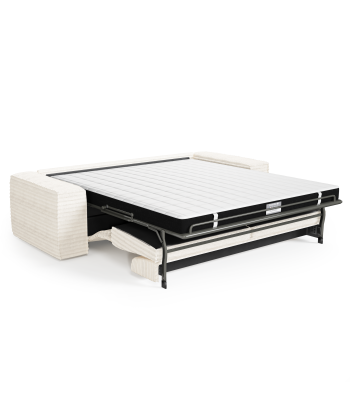 Canapé convertible express JOAN Velours côtelé XXL - Matelas Dunlopillo 140cm en linge