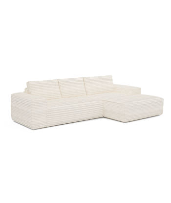 Canapé convertible angle droit matelas Dunlopillo 140cm JOAN Velours côtelé XXL solde