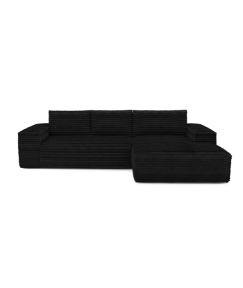 Canapé convertible angle droit matelas Dunlopillo 140cm JOAN Velours côtelé XXL solde