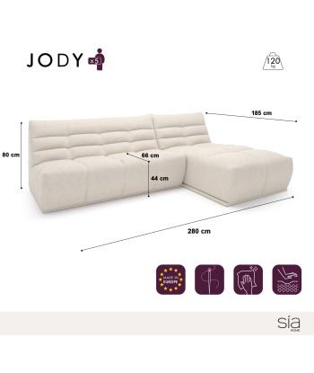 Canapé d'angle droit ou gauche modulable JODY Tissu effet cuir vintage soldes