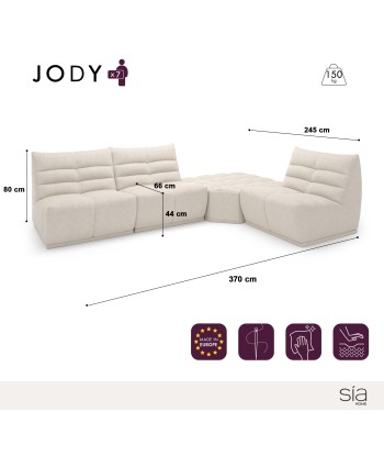 Canapé grand angle droit ou gauche modulable JODY Tissu effet cuir vintage 2 - 3 jours ouvrés.