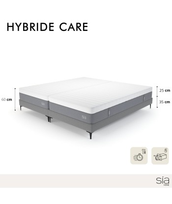 Ensemble 2 matelas Hybride Care 90x200cm Ressorts ensachés +  2 Sommiers 90x200cm la livraison gratuite