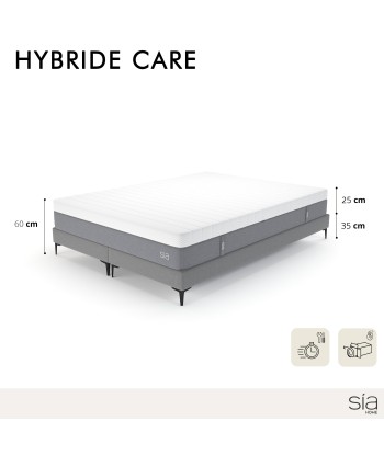 Ensemble matelas Hybride Care 180x200cm Ressorts ensachés +  2 Sommiers 90x200cm le concept de la Pate a emporter 