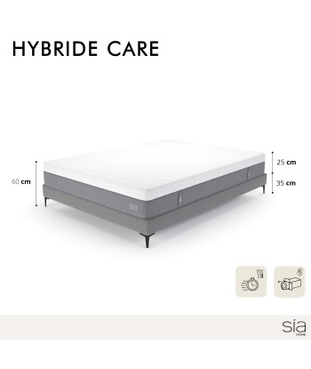 Ensemble matelas Hybride Care Ressorts ensachés + Sommier 140x190cm l'évolution des habitudes 