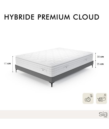 Ensemble matelas Hybride Premium Cloud Ressorts ensachés + Sommier 160x200cm la livraison gratuite