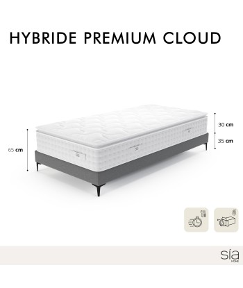 Ensemble matelas Hybride Premium Cloud Ressorts ensachés + Sommier 90x200cm Toutes les collections ici