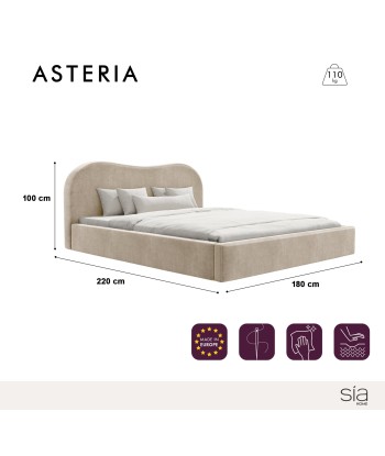 Lit coffre 160cm ASTERIA Tissu bouclette plus qu'un jeu 