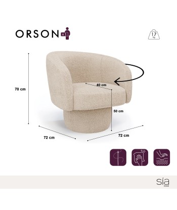 Fauteuil pivotant ORSON Tissu bouclette est présent 