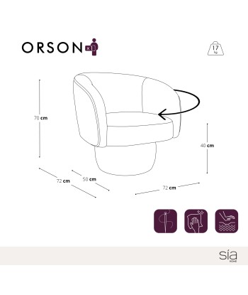 Fauteuil pivotant ORSON Velours soldes