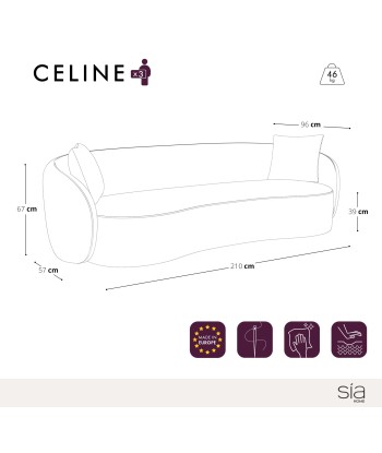 Canapé 3 places CELINE Tissu tramé toucher doux l'achat 