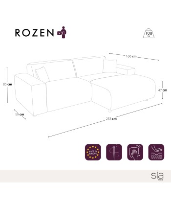 Canapé relaxation électrique d'angle droit ROZEN Velours côtelé 50-70% off 