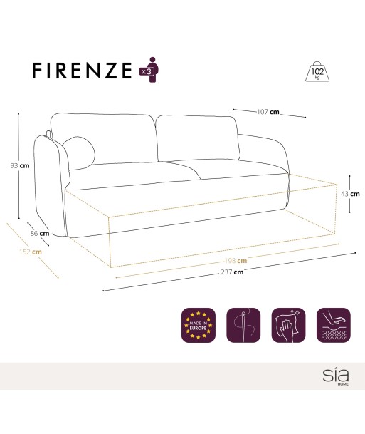 Canapé convertible avec coffre de rangement FIRENZE Tissu bouclette pas cher 