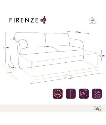 Canapé convertible avec coffre de rangement FIRENZE Velours éléphant Profitez des Offres !