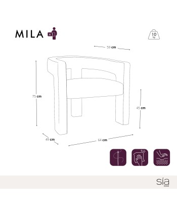 Fauteuil de salle à manger MILA Bouclette en linge