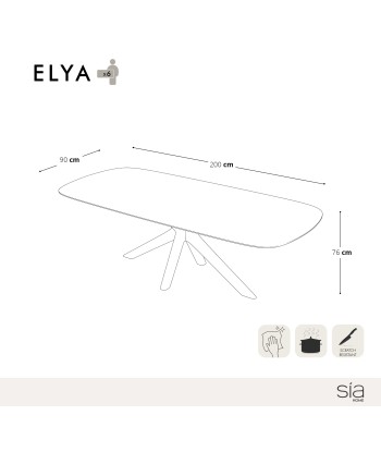 Table à manger ELYA Verre et pied noyer 200x90x76cm Par le système avancé 